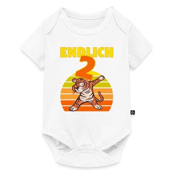 2 Geburtstag Löwe Tiger witzig 2 Jahre Junge - Baby Premium Kurzarmbody - Weiß - Vorne