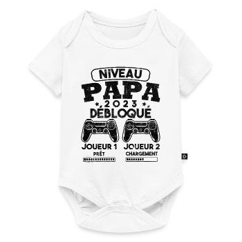 Niveau papa débloqué futur père 2023 - Body à manches courtes Premium Bébé - blanc - Devant