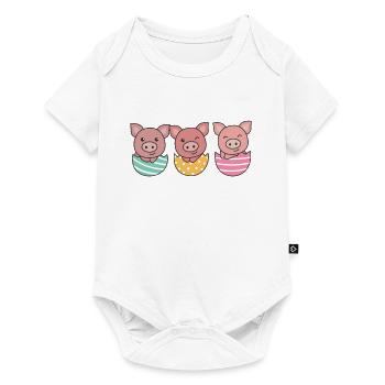 cochons doux à Pâques avec œufs de Pâques porc - Body à manches courtes Premium Bébé - blanc - Devant