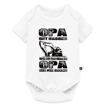 Opa Mit Bagger Wie Ein Normaler Opa Nur Cooler - Baby Premium Kurzarmbody - Weiß - Vorne