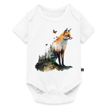 Fox Forest Art Gift Woman Animal Butterfly - Baby Premium short-sleeve bodysuit - white - Front