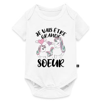 Future Grande Sœur Licornes Annonce Grossesse - Baby Premium Kurzarmbody - Weiß - Vorne
