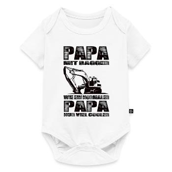 Papa Mit Bagger Wie Ein Normaler Papa Nur Cooler - Baby Premium Kurzarmbody - Weiß - Vorne