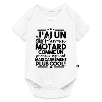J ai un parrain motard comme un parrain normal - Body à manches courtes Premium Bébé - blanc - Devant