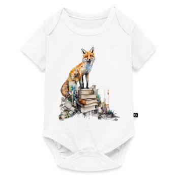 Fox Book Books Reading Art Gift Animal Zoo - Body à manches courtes Premium Bébé - blanc - Devant