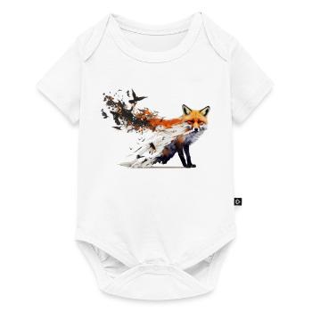 Fuchs Vogel Kunst Bunt Waldtiere Rotfuchs Geschenk - Baby Premium Kurzarmbody - Weiß - Vorne
