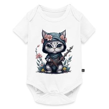 Fühle dich episch mit der Ninja-Katze - Baby Premium Kurzarmbody - Weiß - Vorne