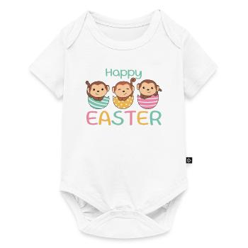 cute monkeys at Easter with Easter eggs monkey - Baby Premium short-sleeve bodysuit - white - Front