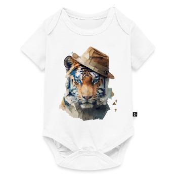 Tiger Hat Art Artwork Gift Animal Zoo Motif - Baby Premium short-sleeve bodysuit - white - Front