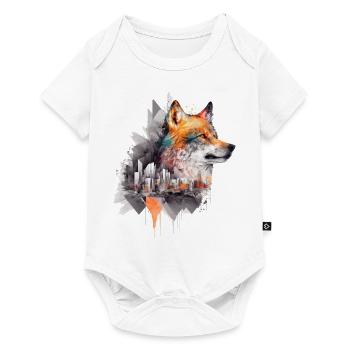 Wolf Architekt Bunt Geschenkidee Kunst Tier Zoo - Baby Premium Kurzarmbody - Weiß - Vorne