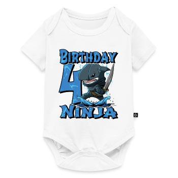 Shark Ninja I'm 4 - Action Underwater Birthday - Baby Premium short-sleeve bodysuit - white - Front