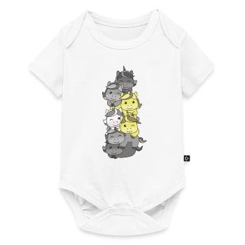 Demigender Flag Pride LGBTQ süßer Einhorn Stapel - Baby Premium Kurzarmbody - Weiß - Vorne