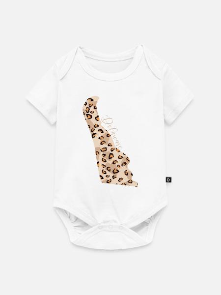 Leopard-muster Karte Staat Delaware - Baby Premium Kurzarmbody - Weiß