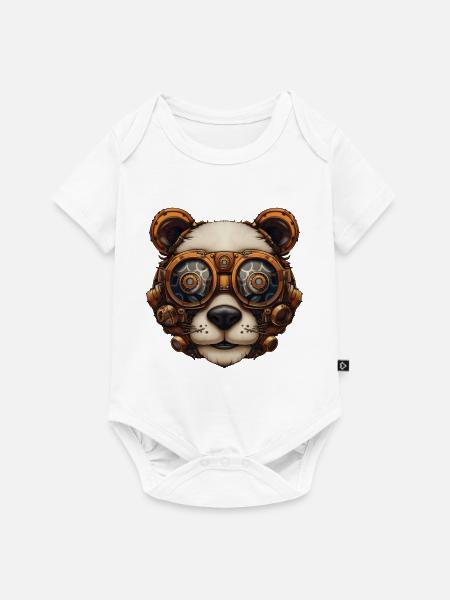 Steampunk Panda Bär Geschenk Steampunk - Baby Premium Kurzarmbody - Weiß