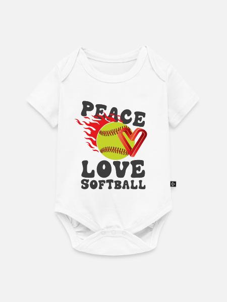 Mädchen Frieden Liebe Softball - Baby Premium Kurzarmbody - Weiß