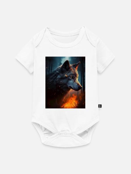 Einsamer Wolf im Feuerwald - Baby Premium Kurzarmbody - Weiß