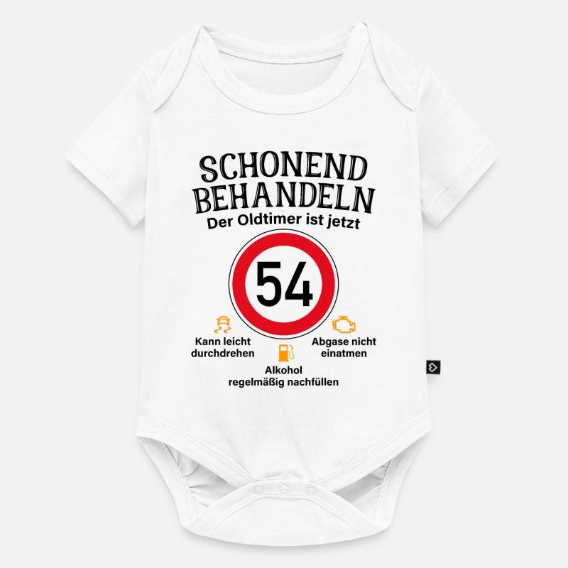 54. Geburtstag Schonend Behandeln Oldtimer Ist 54 - Baby Premium Kurzarmbody - Weiß