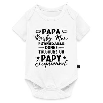 Papa Rugbyman Formidable Papy Exceptionnel Cadeau - Body à manches courtes Premium Bébé - blanc - Devant