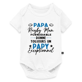 Papa Rugbyman Formidable Papy Exceptionnel Cadeau - Body à manches courtes Premium Bébé - blanc - Devant