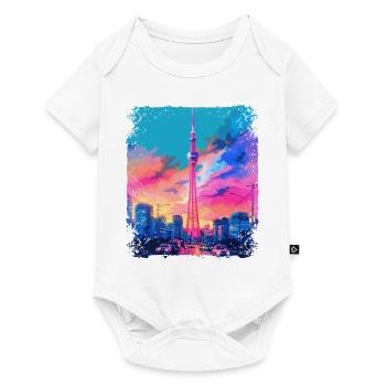 Ästhetischer japanischer Skytree Tokyo Vaporwave Sight - Baby Premium Kurzarmbody - Weiß - Vorne