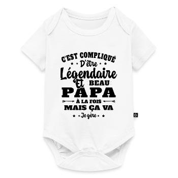 Légendaire et Beau Papa Cadeau Papa de l'année - Body à manches courtes Premium Bébé - blanc - Devant