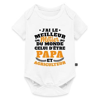 Humour Papa Tracteur Agriculteur Fermier - Body à manches courtes Premium Bébé - blanc - Devant