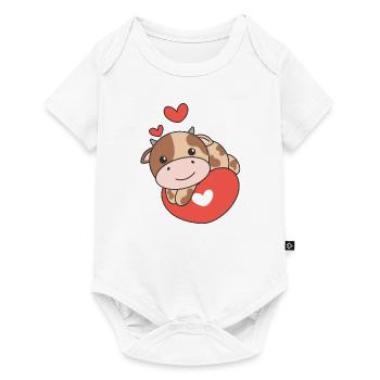 Vache pour la Saint-Valentin mignons animaux coeurs - Body à manches courtes Premium Bébé - blanc - Devant
