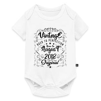 Jahrgang geboren im August 2018. Geburtstag August 2018 - Baby Premium Kurzarmbody - Weiß - Vorne