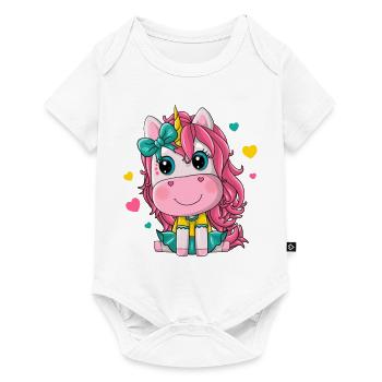 fille licorne - Body à manches courtes Premium Bébé - blanc - Devant