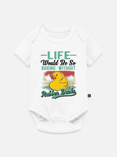 Gummiente Geschenk Quietscheente Badeente - Baby Premium Kurzarmbody - Weiß