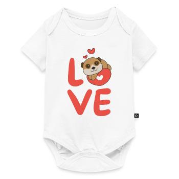 Meerkats for Valentine's Day cute animals hearts - Baby Premium short-sleeve bodysuit - white - Front