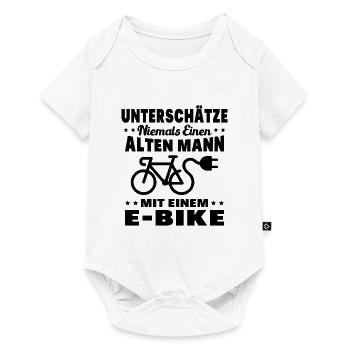 Einen alten Mann mit einem E-Bike - Baby Premium Kurzarmbody - Weiß - Vorne