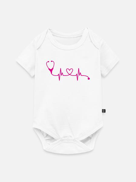 Pflegewissenschaftler Herzschlag Stethoskop - Baby Premium Kurzarmbody - Weiß
