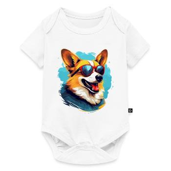 Bunter Corgi mit Sonnenbrille Hundeliebhaber - Baby Premium Kurzarmbody - Weiß - Vorne