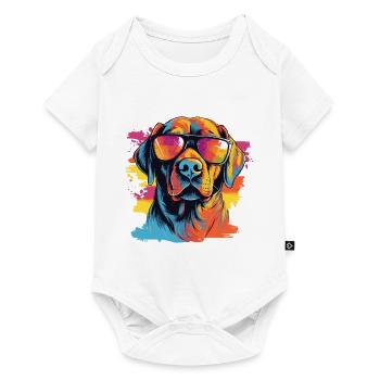 Bunte Labrador mit Sonnenbrille Hundeliebhaber - Baby Premium Kurzarmbody - Weiß - Vorne