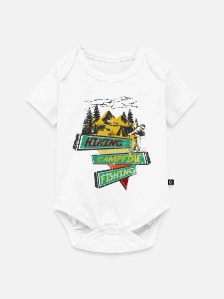 Hiking Campfire Fishing - Baby Premium Kurzarmbody - Weiß