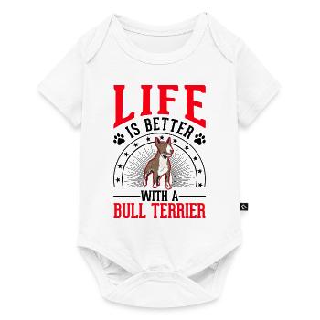 Das Leben ist beser mit einem Bullterrier - Baby Premium Kurzarmbody - Weiß - Vorne