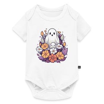 Halloween Groovy Mom Ghost Hippie Flowers Vintage - Baby Premium short-sleeve bodysuit - white - Front