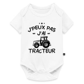 J'Peux Pas ! J'Ai Tracteur 🚜🌾 - Body à manches courtes Premium Bébé - blanc - Devant