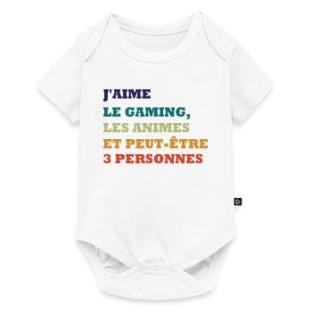 J aime le gaming, animes et peut être 3 personnes - Body à manches courtes Premium Bébé - blanc - Devant