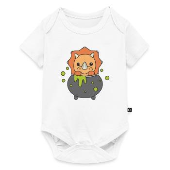 Triceratops Happy Halloween Cauldron Bat - Body à manches courtes Premium Bébé - blanc - Devant