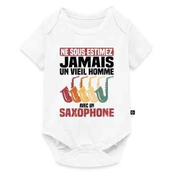 Un vieil homme avec un saxophone - Body à manches courtes Premium Bébé - blanc - Devant