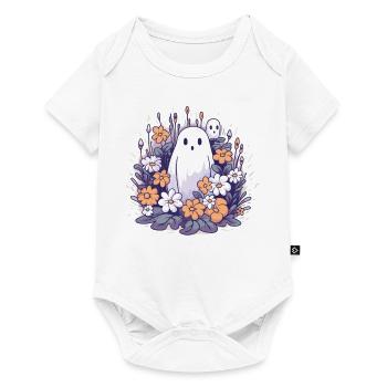 Halloween groovy Mama Geist Hippie Blumen Vintage - Baby Premium Kurzarmbody - Weiß - Vorne