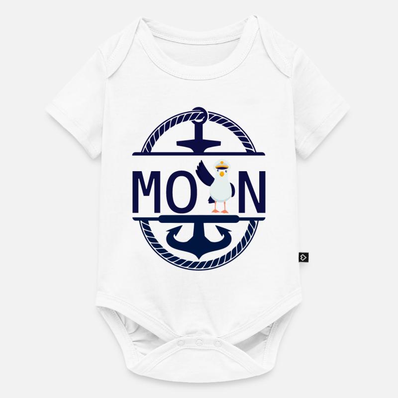 Moin Möwe und Schiff Anker - Baby Premium Kurzarmbody - Weiß