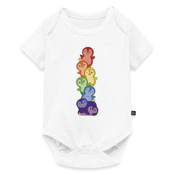 Rainbow Flag Gay Pride LGBTQ Pinguin süßer Pinguin - Baby Premium Kurzarmbody - Weiß - Vorne
