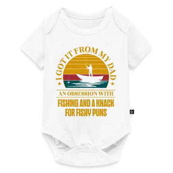 Pêche Papa Papa Pêcheur Childern Drôle Poisson Alors - Body à manches courtes Premium Bébé - blanc - Devant