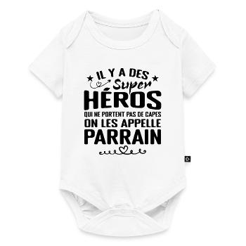 Parrain Super Héros Cadeau Humour Parrain - Body à manches courtes Premium Bébé - blanc - Devant