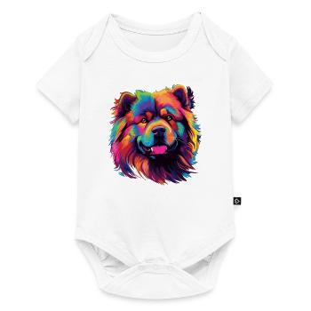 Wasserfarben Farbenfroher Chow Chow - Baby Premium Kurzarmbody - Weiß - Vorne
