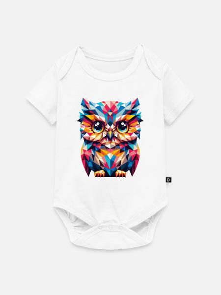 Polygon Eule geometrisch - Baby Premium Kurzarmbody - Weiß