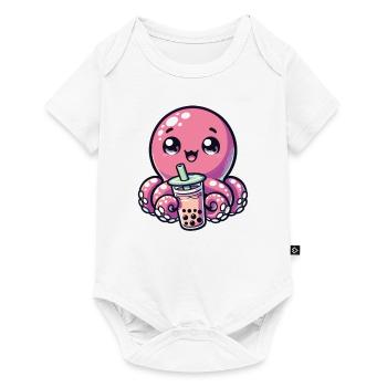 Octopus Drinking Bubble Tea kawaii Boba Octopus - Baby Premium short-sleeve bodysuit - white - Front
